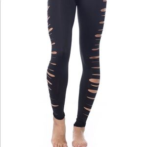 Teeki Black Ripped- Look Leggings Sz M